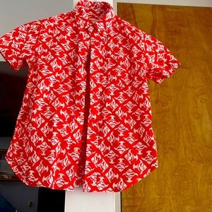 Boys Printed Fish Short Sleeve Button Down